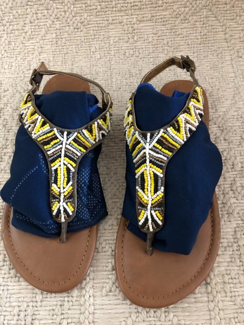 Report Ankle Strap Thong Flip Flop beaded Sandals Womens Size 6.5